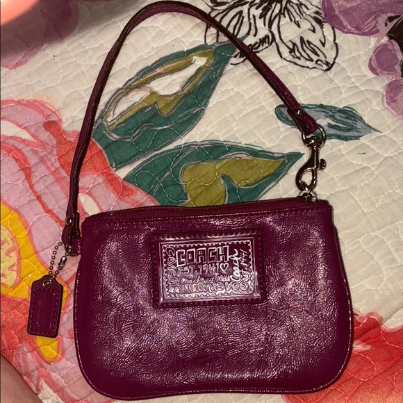 Coach Purple Leather Clutch with Textured Finish - Picture 1 of 3